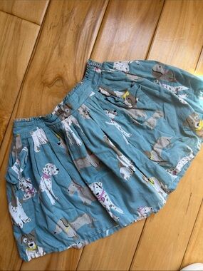 Mini Boden Teal Dog-Print Gathered Skirt